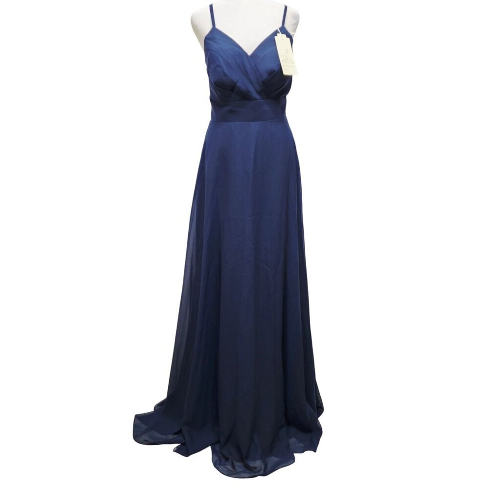 Elegant Navy Blue V-Neck Wedding party dress Size 6